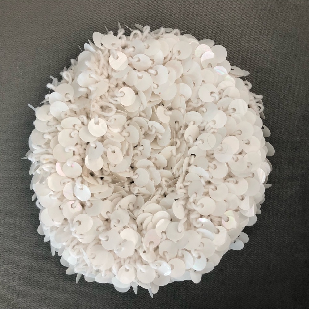 Vintage 1960s White Sequined Beret
